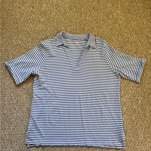 Lands' End Blue and White Striped Shirt